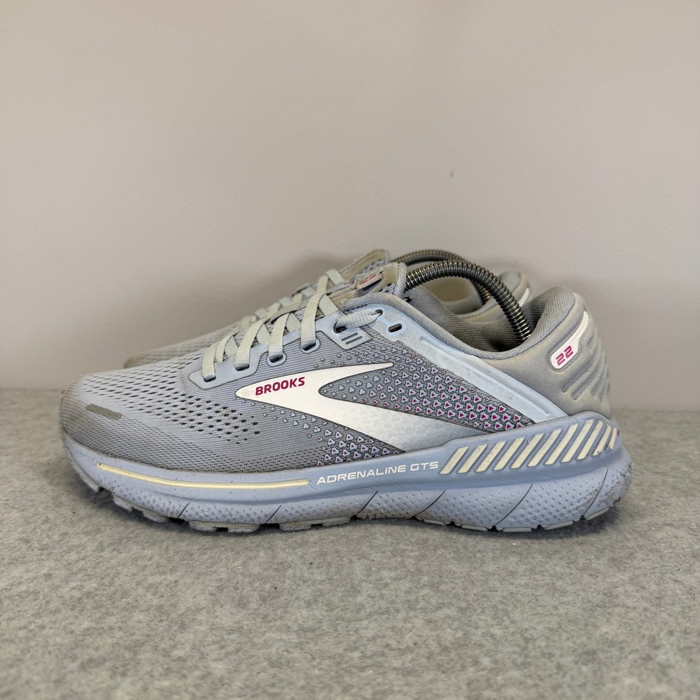 Brooks Adrenaline GTS 22 Womens Shoes Size Blue Gray Running Sneaker 1203531B427